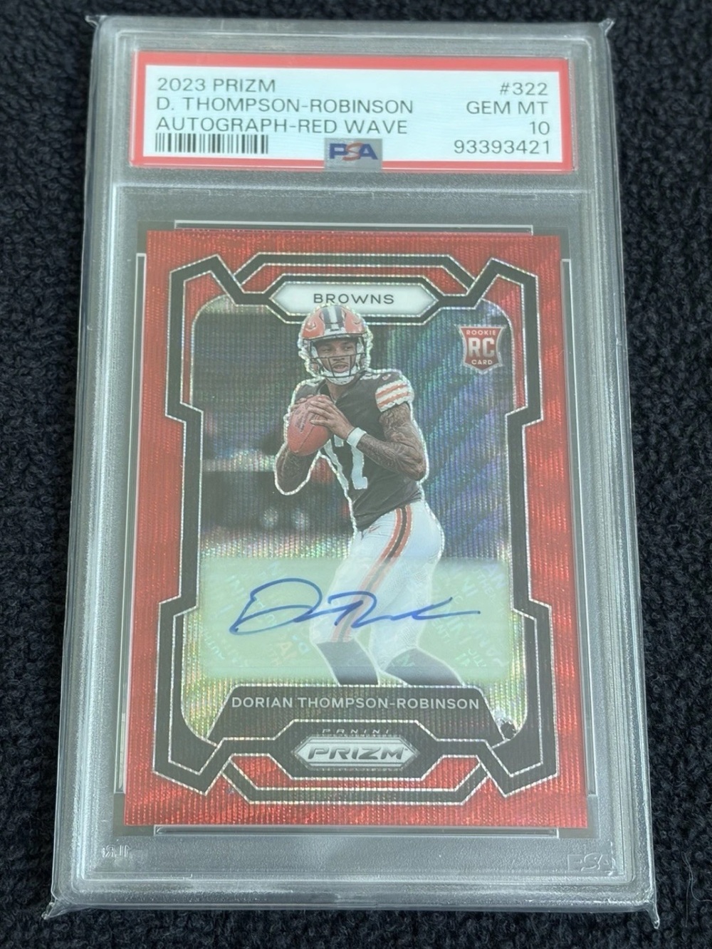 2023 Panini Prizm Dorian Thompson-Robinson #322 Red Wave Auto /149 PSA 10 RC